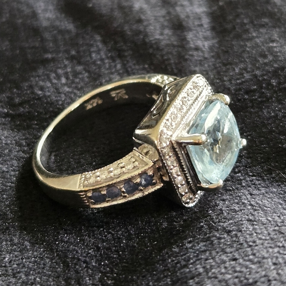 Le Vian Aquamarine, Saphire & Diamond ring - Picture 3 of 13